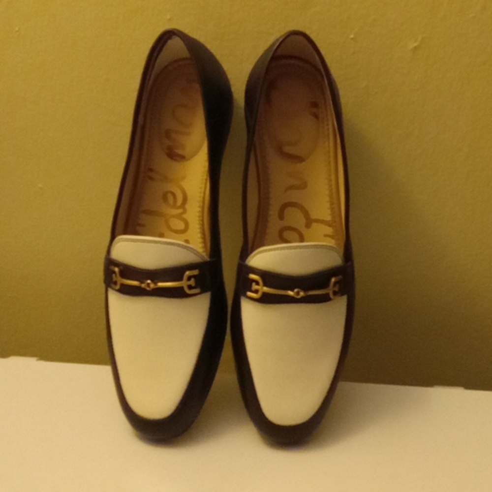 Sam Edelman Black and White Loafers with Horsebit Detail - Picture 2 of 4